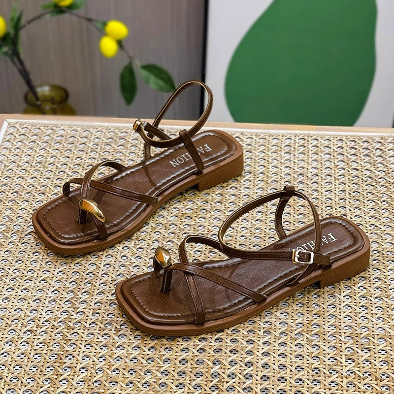 Vrouwelijke Sandalen met Gekruiste Bandjes Zomerstijl