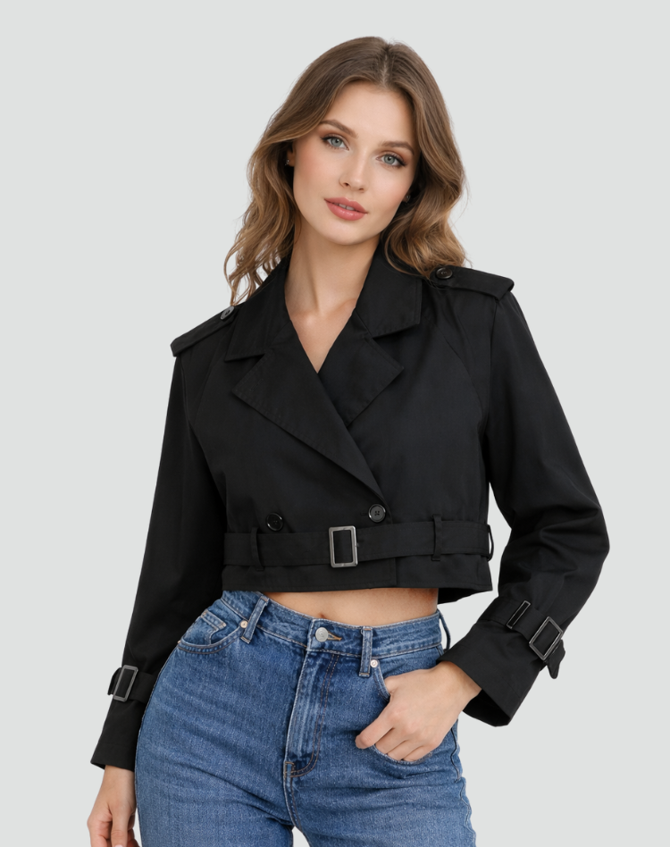 Korte Trenchcoat Dames Regular Fit Katoen