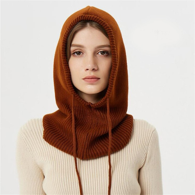 Gebreide Muts met Trekkoord – Winter Beanie met Capuchon voor Koude Dagen