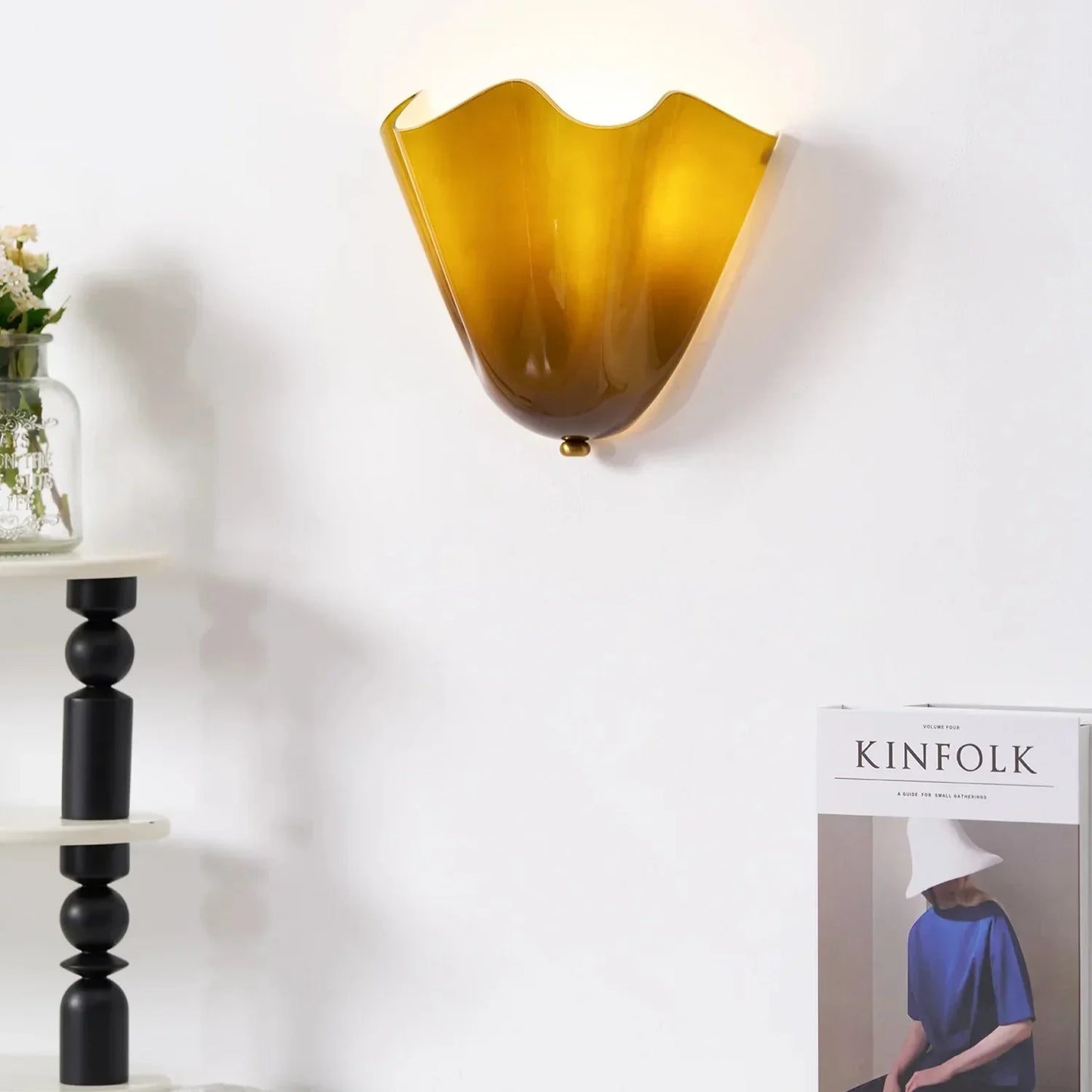Wandlamp Glas In Lood Retro Art Deco Schelp 28cm E14