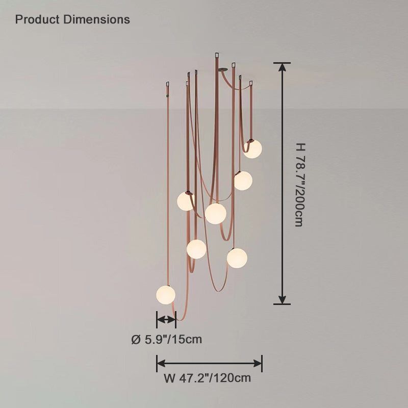 Hanglamp Leer Glas Bollen Luxe Verstelbaar Warm Wit Woonkamer Eetkamer