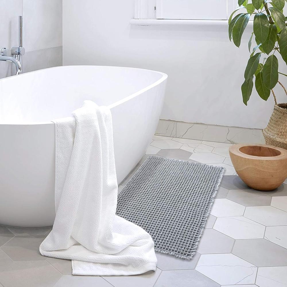 Badmat Wafelstructuur Absorberend Antislip Beige Badkamer Douchemat Sneldrogend Zacht Vloermat Spa Stijl