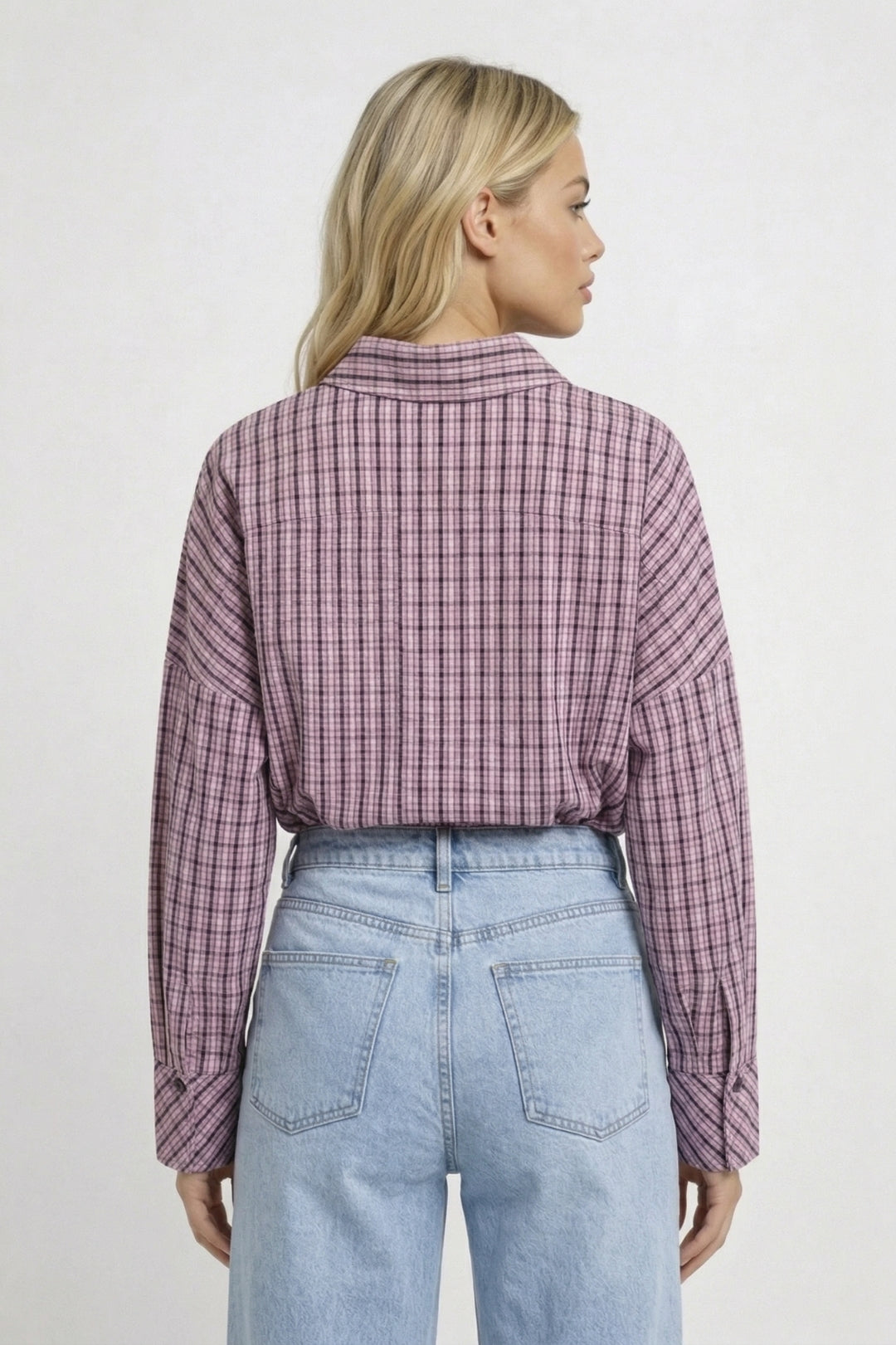 Dames Blouse Geruit met Strikceintuur Trendy Stijl