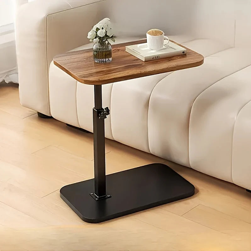 Verstelbare Zijkanttafel met Houten Blad – Multifunctionele Bijzettafel voor Bank en Bed | NL