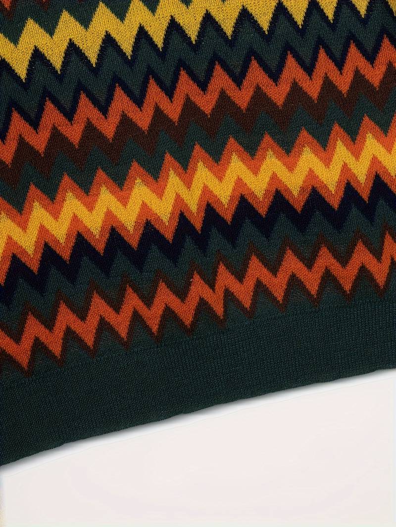 Retro Trui Zigzag Patroon Vintage Look