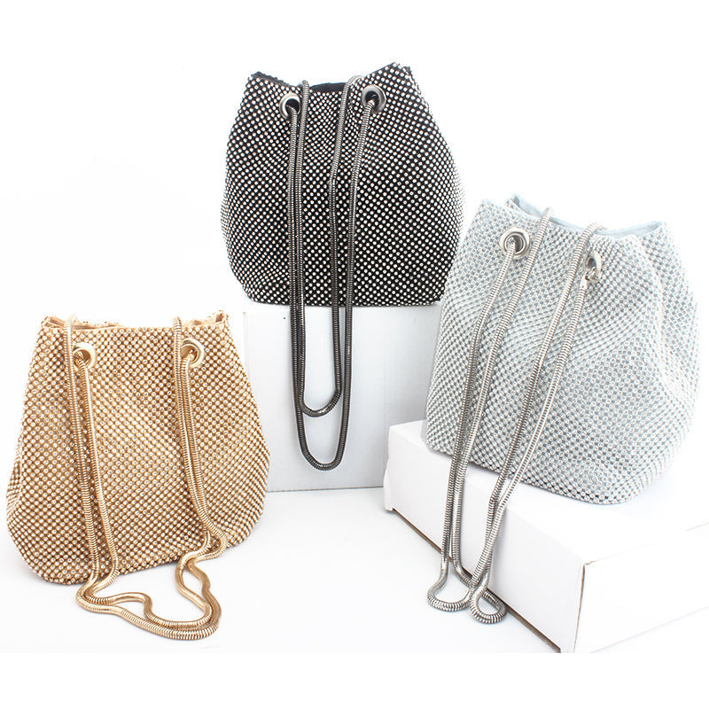 Dames Avondtas Goudkleurig met Glitter en Kristallen