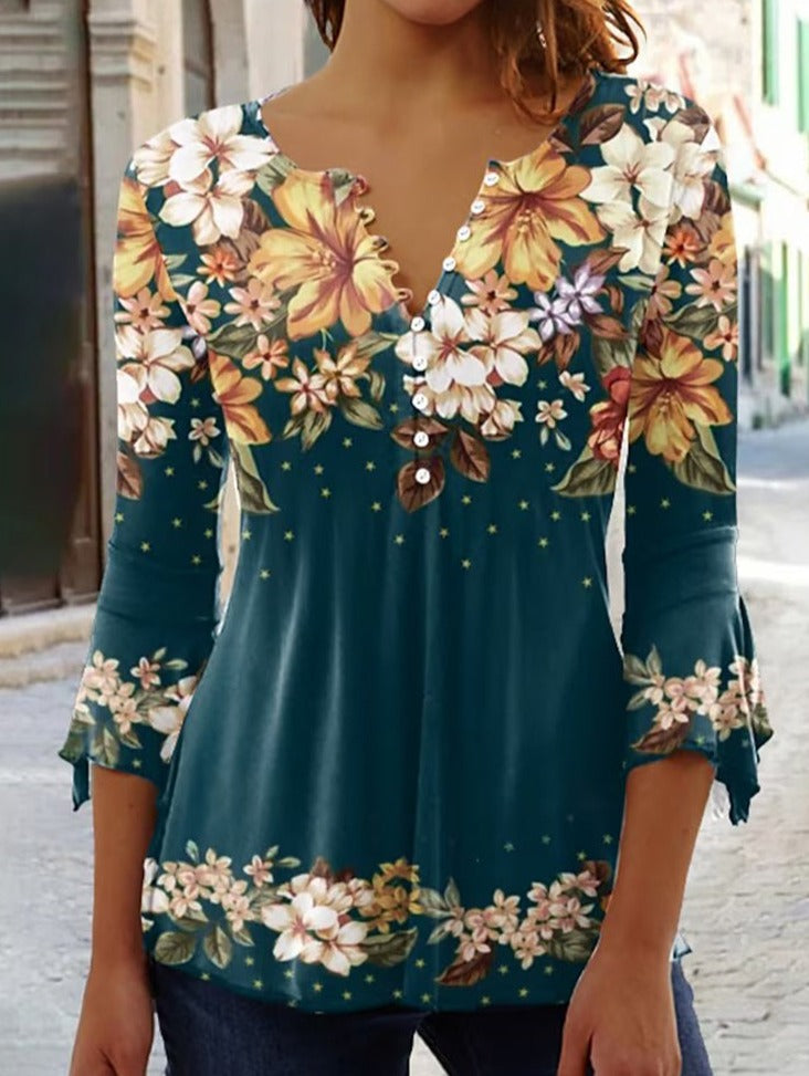 Dames T-shirt V-hals Zomerse Jurkstijl → Dames V-hals T-shirt Zomerse Stijl
