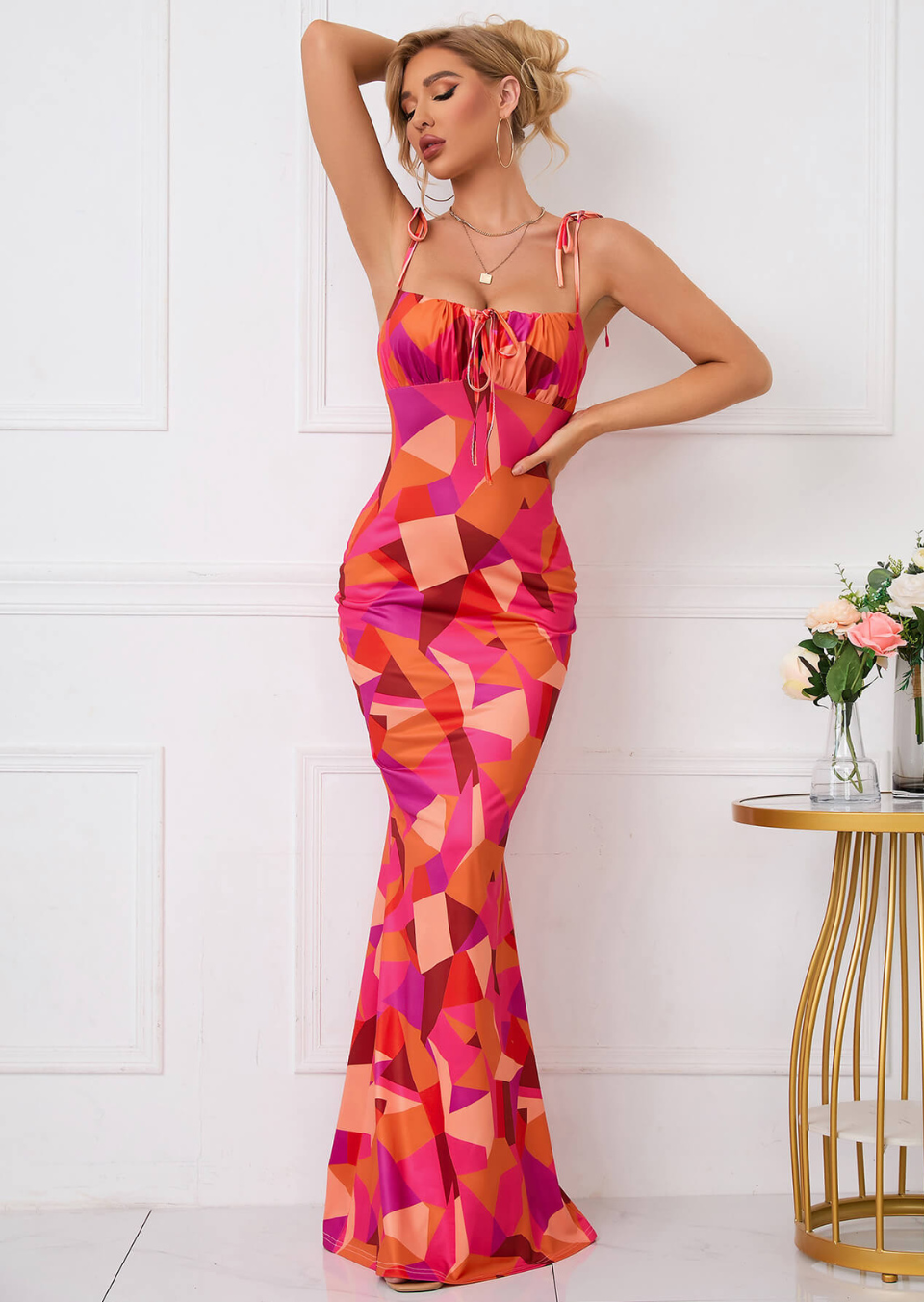 Zomer Maxikleed Bloemenprint Strikdetails Vrouwelijke Stijl