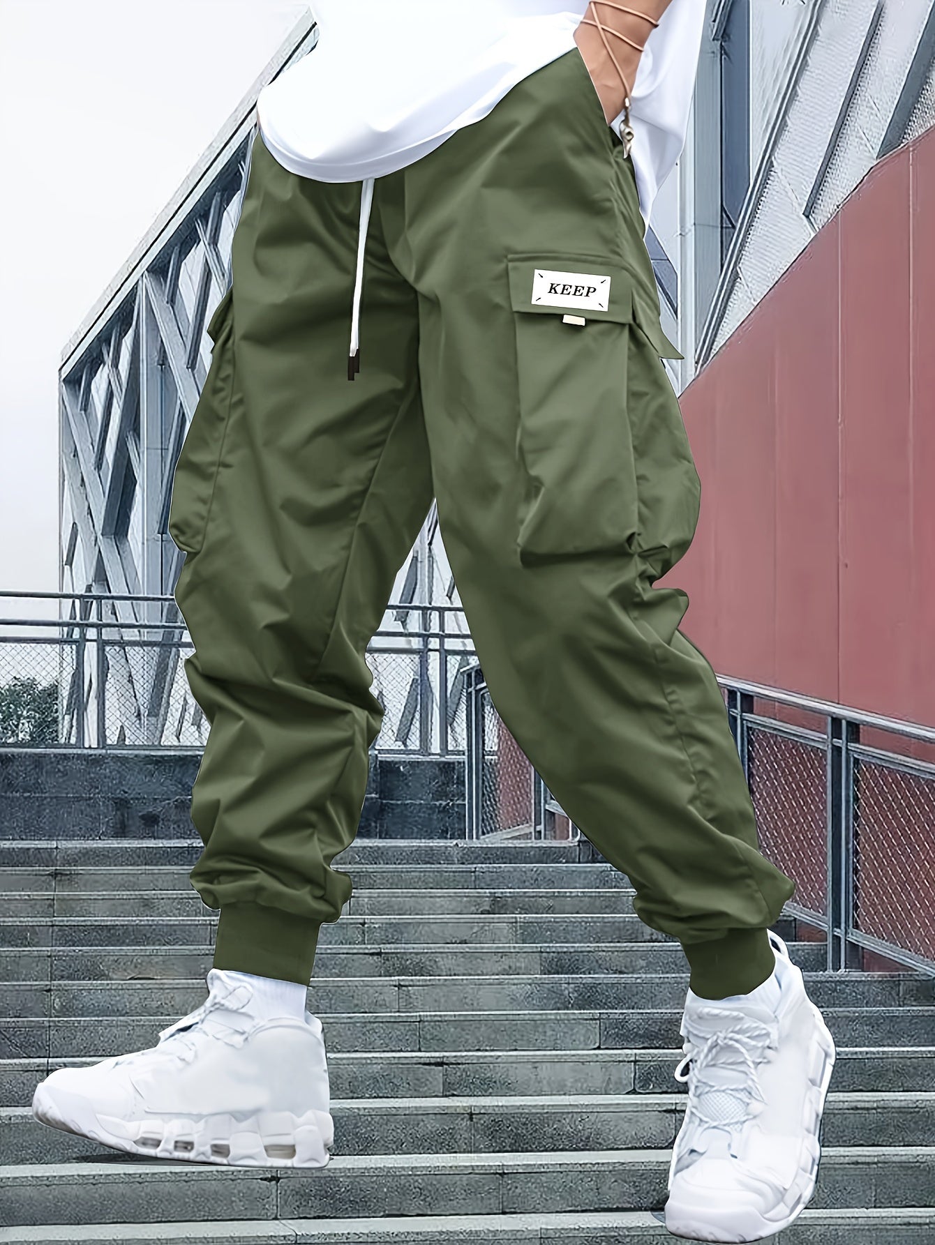 Heren Joggingbroek Cargo Met Veel Zakken en Cuffed Pijpen
