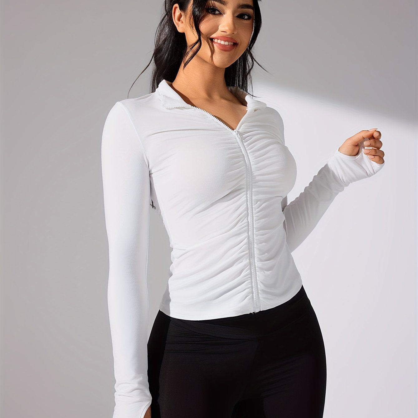 Vrouwelijke Sportjack Lange Mouwen Casual Stijl → Sportjack Vrouw Lange Mouwen Waterdicht Casual