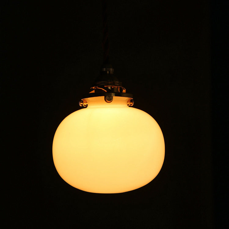 Vintage Hanglamp Goud met Glazen Kap E26 – Retro Koperen Verlichting voor Woonkamer en Eettafel