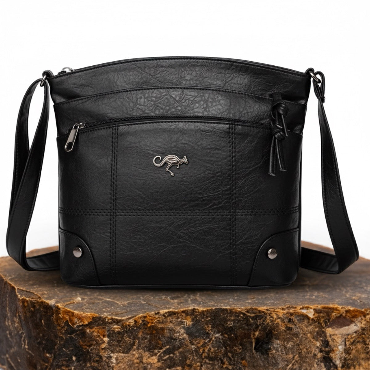 Leren Handtas Full-Grain Leer Bruin Zwart Vintage Patina Schoudertas Dames Dagelijks Gebruik Crossbody
