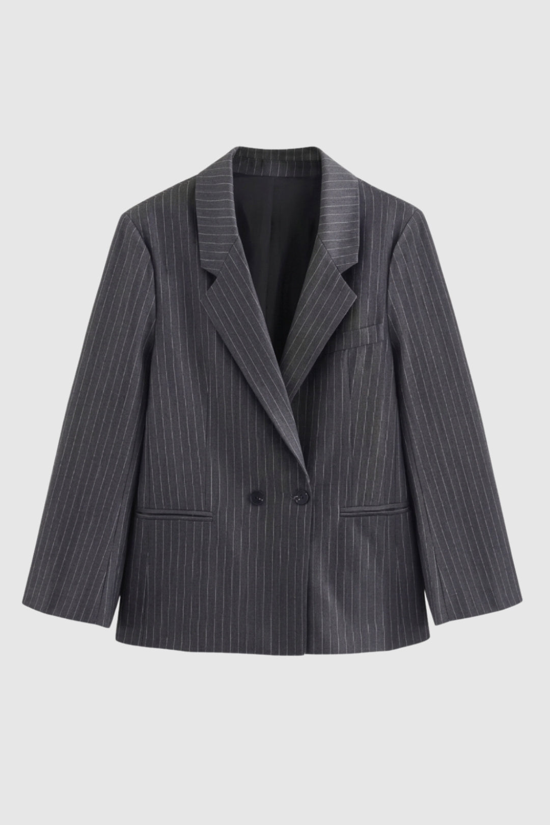 Dames Blazer Oversized Krijgstreep Dubbele Knopen Elegant Stijl