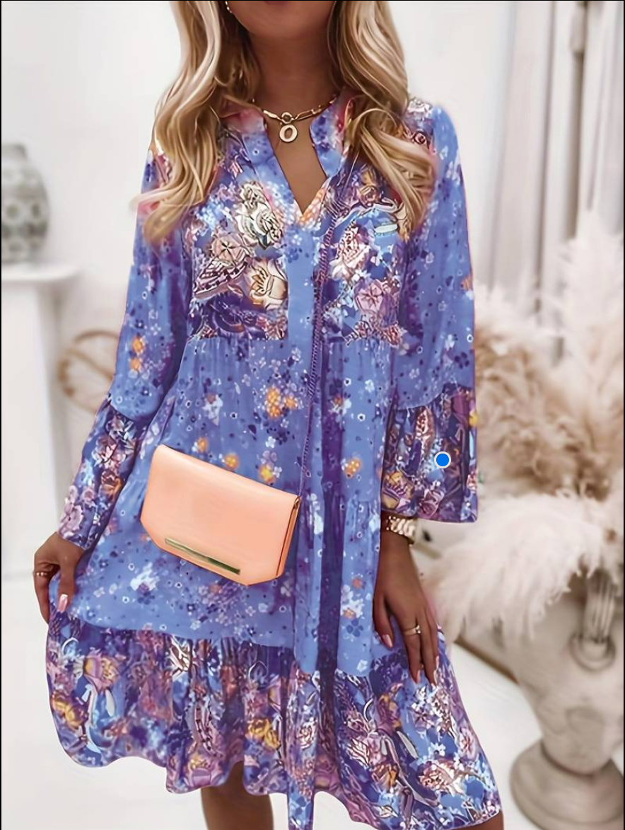 Boho Damesjurk Met Bloemenprint | Lange Dames Jurk Zomer 4