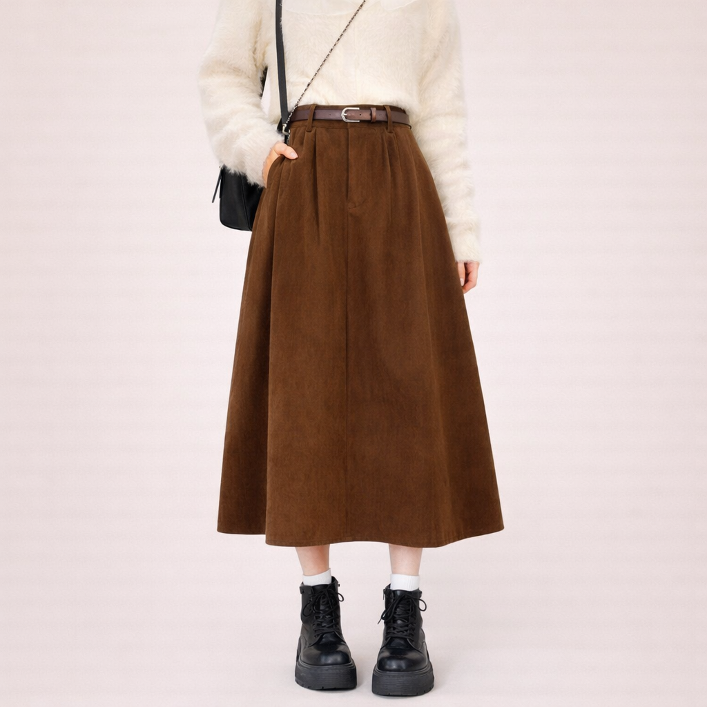 Midi Gonna Velluto Zacht Elegante