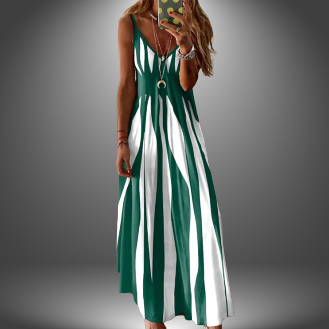 Brianna | Mouwloze Maxi Jurk Dames met Strepen 5