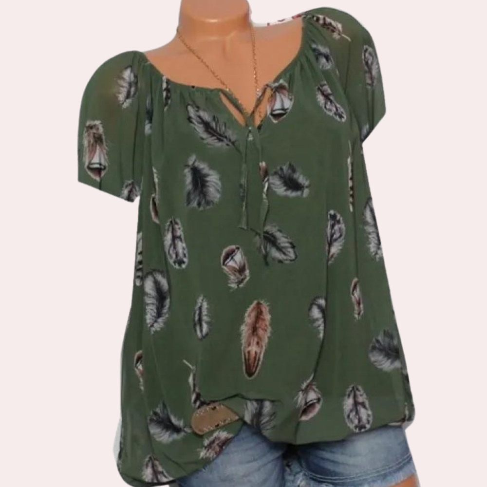 Dames Top Off-Shoulder Veerprint Zomerjurk Vrouwenkleding