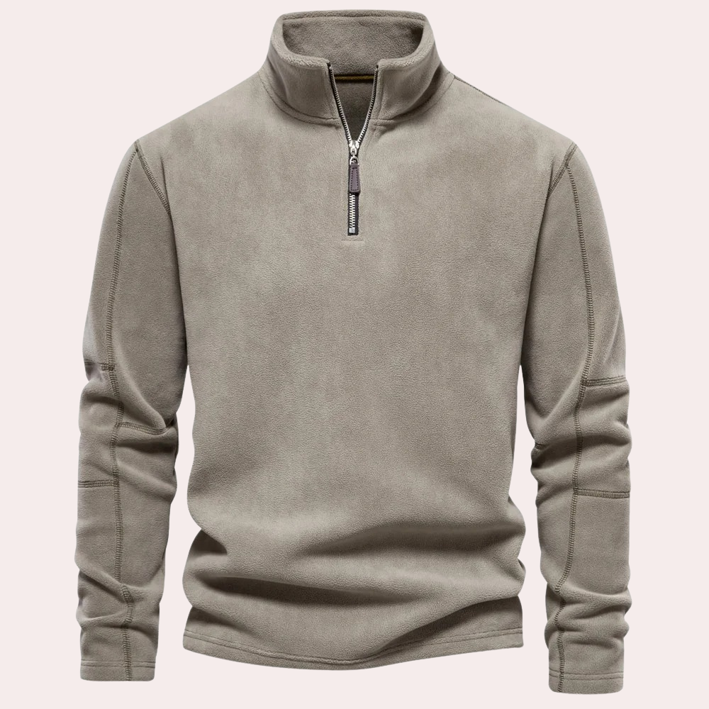 Heren Sweater Halve Rits Losse Fit Opstaande Kraag