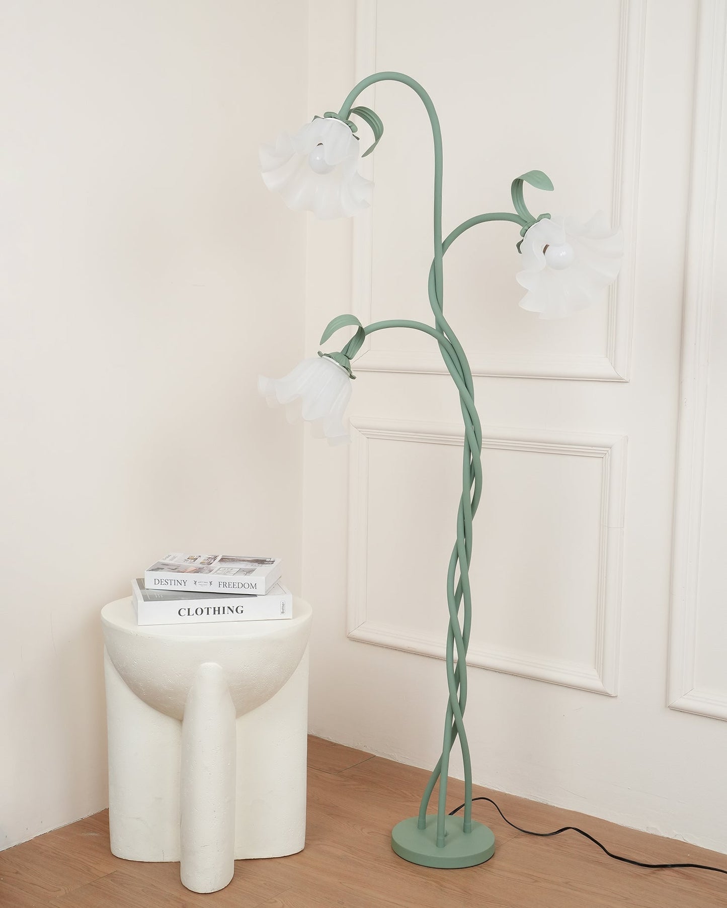 Vloerlamp Bloem Design Groen Wit Metaal 170cm 2-3 Lichts LED Sfeerlamp Woonkamer Slaapkamer