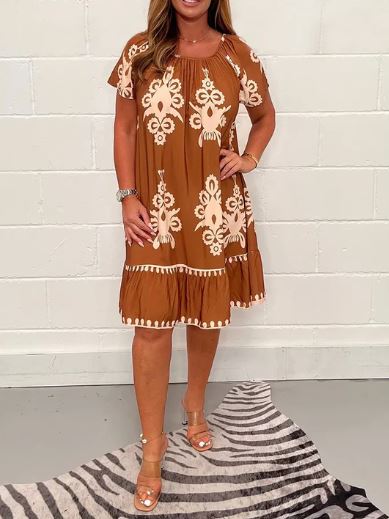 Zomerjurk Met Geometrisch Patroon Voor Vrouw