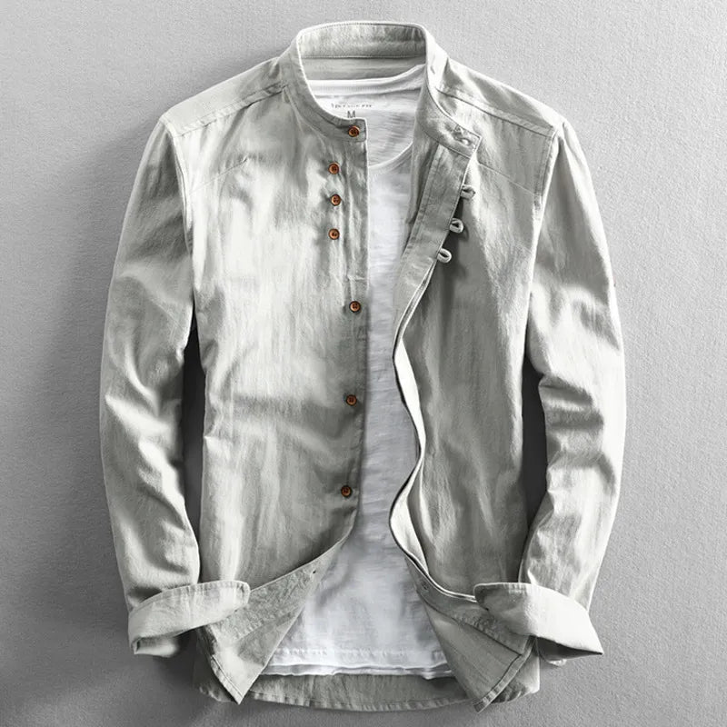 Casper | Casual linnen herenoverhemden met lange mouwen 7