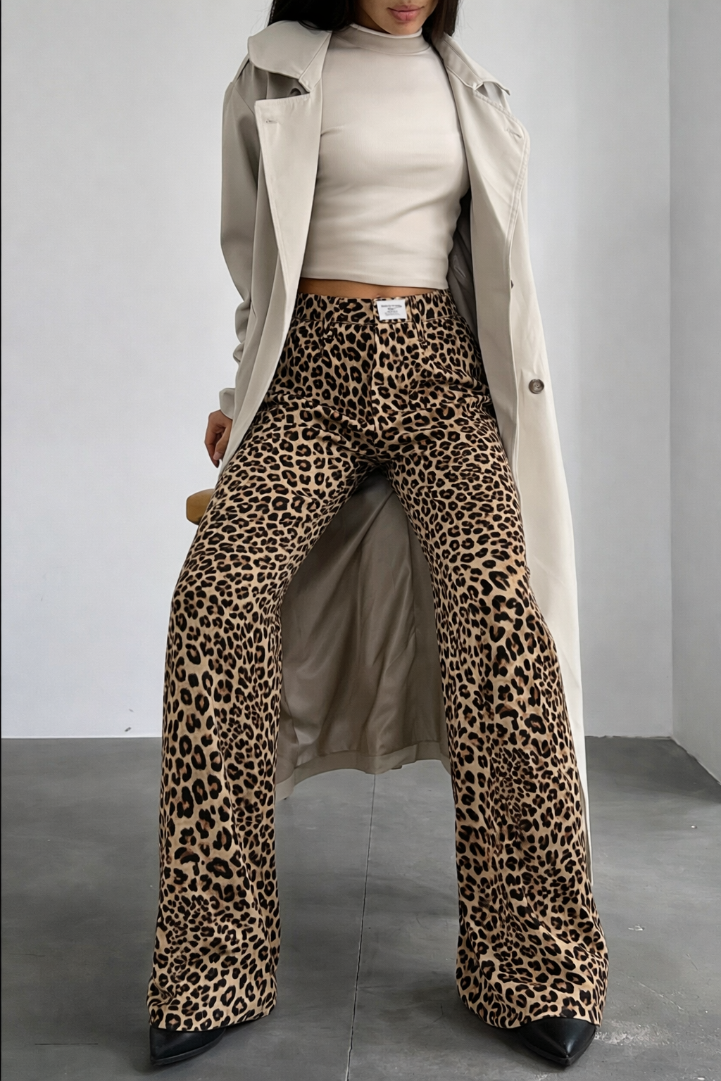 Luipaardprint Jeans Rechte Pijpen Trendy Damesbroek