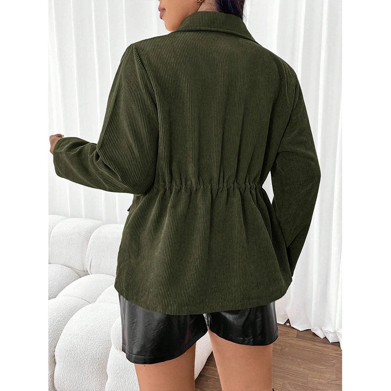 Voor dames: Velours Jas met Lange Mouwen Elegant Zwart