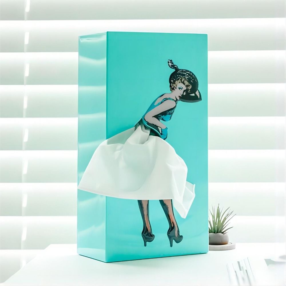 Decoratieve Tissuedoos met Vliegende Rok Sculptuur 25x13x8cm