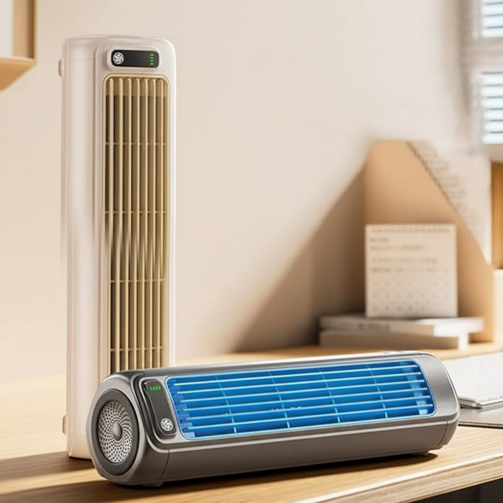 Draagbare Bladloze Ventilator met Verdampingskoeling USB Oplaadbaar Torenmodel voor Thuiskantoor Reis