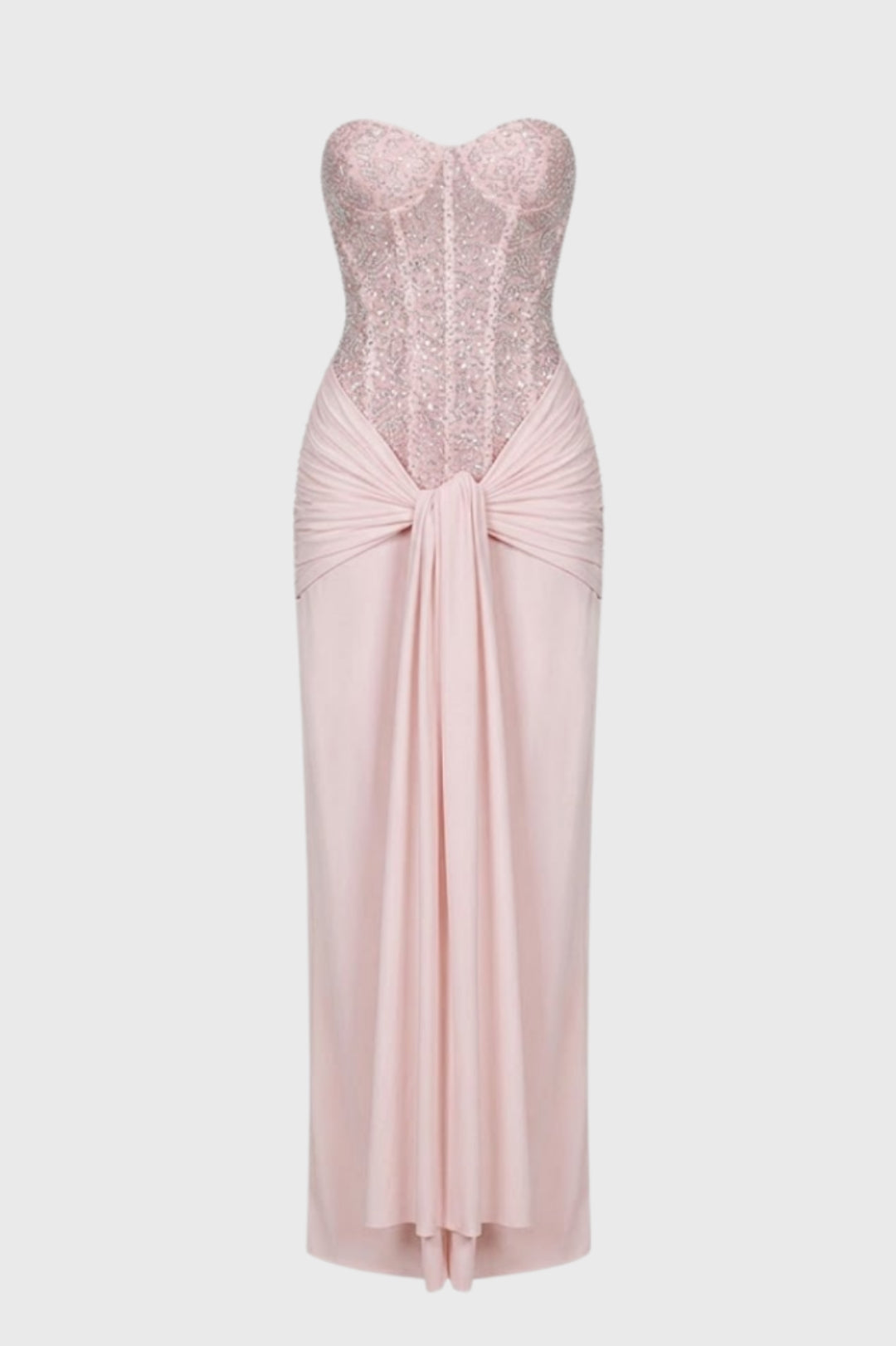 Dames Maxi Jurk Strapless met Glitter en Ceintuur