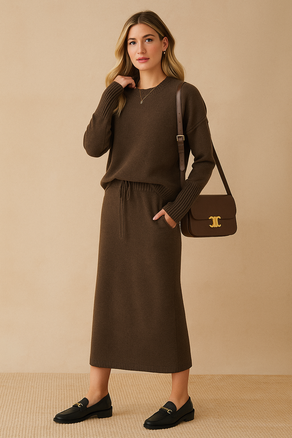 Dames Gebreide Rok en Trui Set Stijlvol Warm