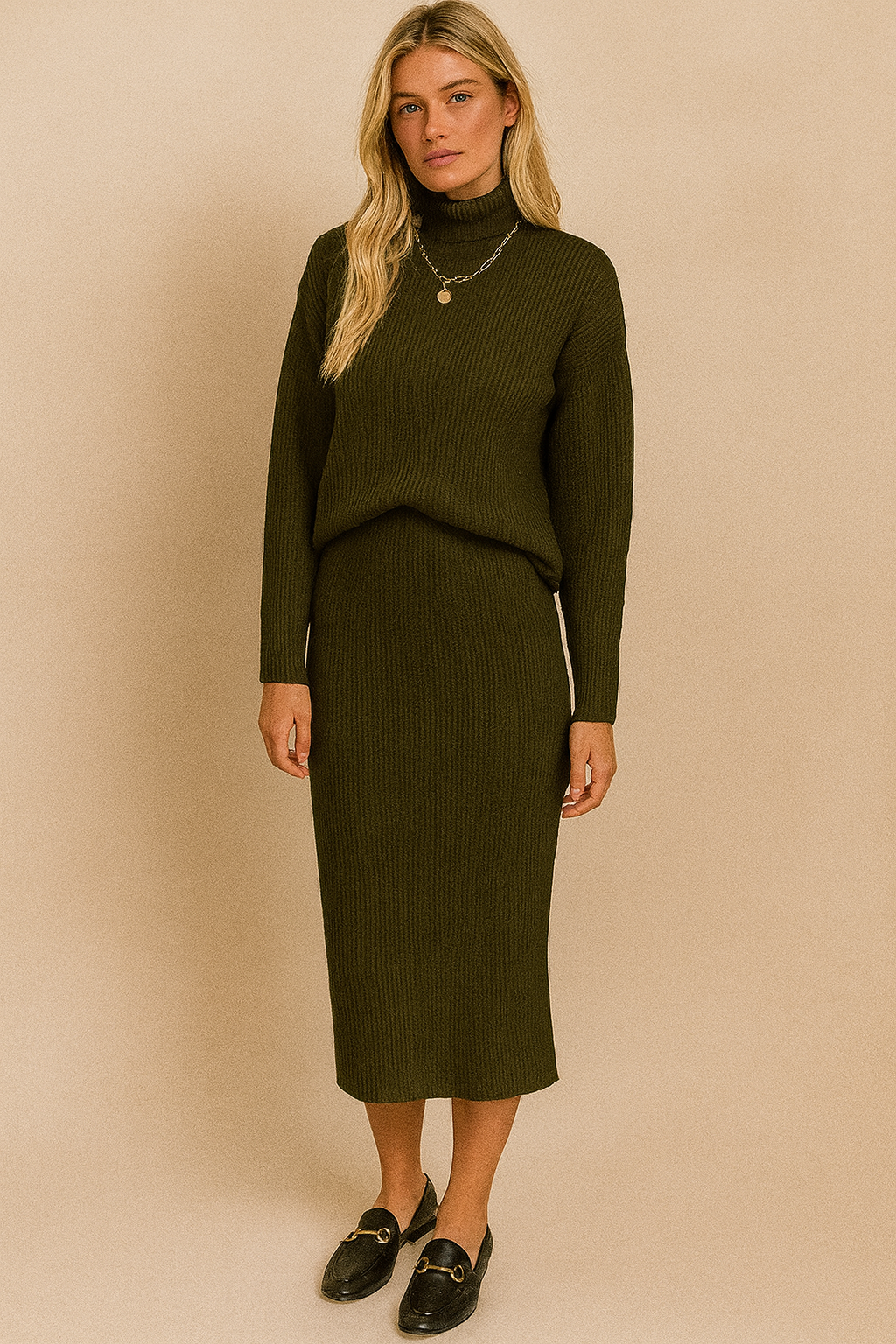 Dames Gebreide Set Rok en Trui Warm en Stijlvol