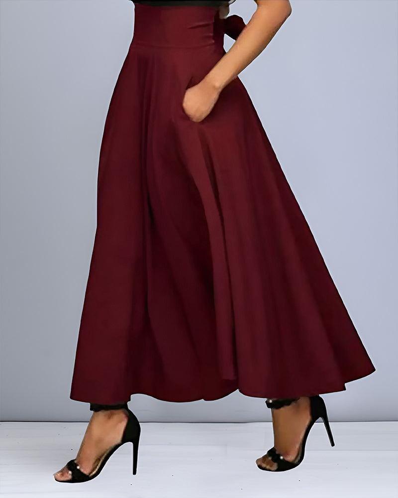 Dames Elegante Hoge Taille Lange Rok – Saphira