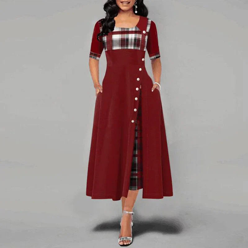 Vintage Geruite Maxi Jurk voor Dames Zomerjurk Lange Jurk