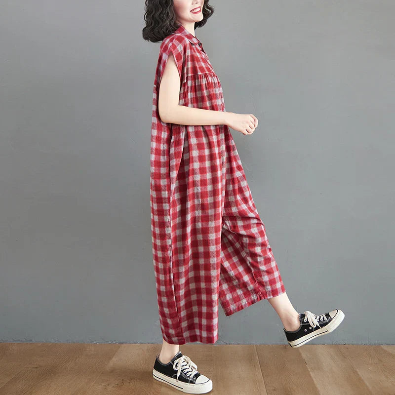Elegante Jumpsuit met Plaid Patroon voor Vrouw