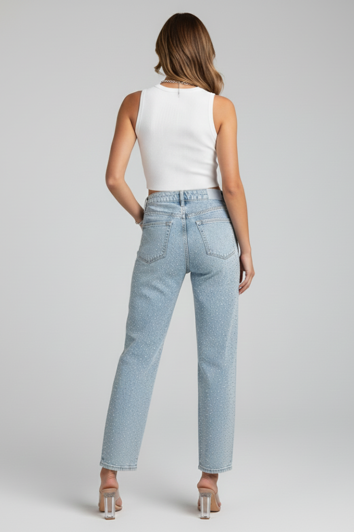 Dames Jeans High Waist Glanzend | Rechte Pijp Jeans 4