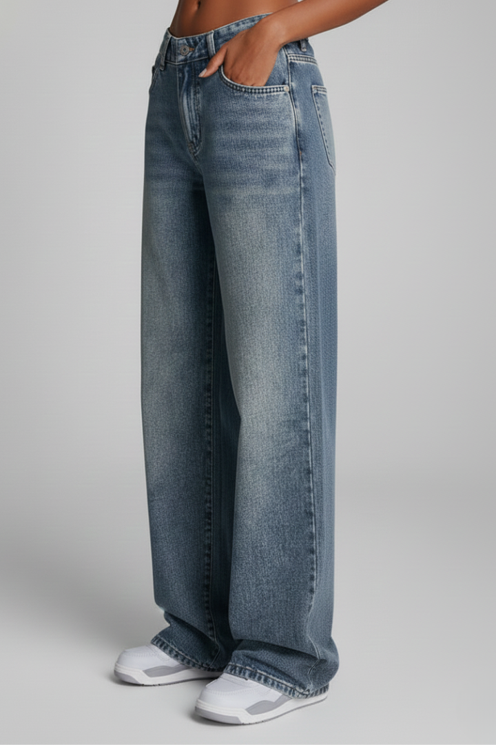 Dames Jeans Met Wijde Pijpen | Relaxed Fit Spijkerbroek 4