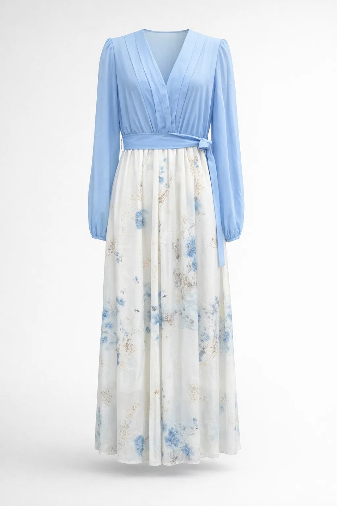 Dames Maxi Jurk Lange Mouwen Bloemenprint V-hals - StudioMarella