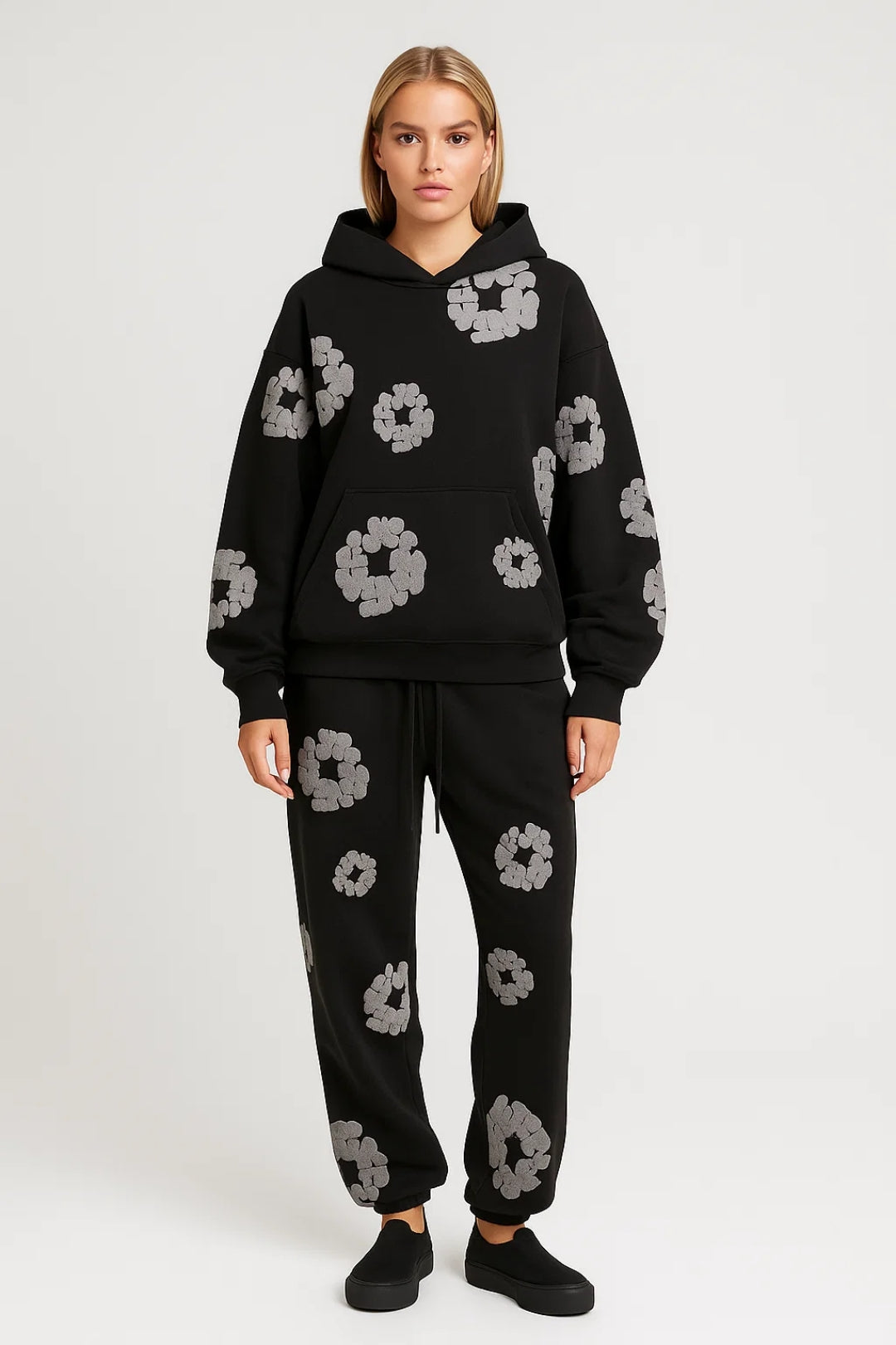 Dames Trainingspak Oversized Hoodie Set met Leuke Print Casual