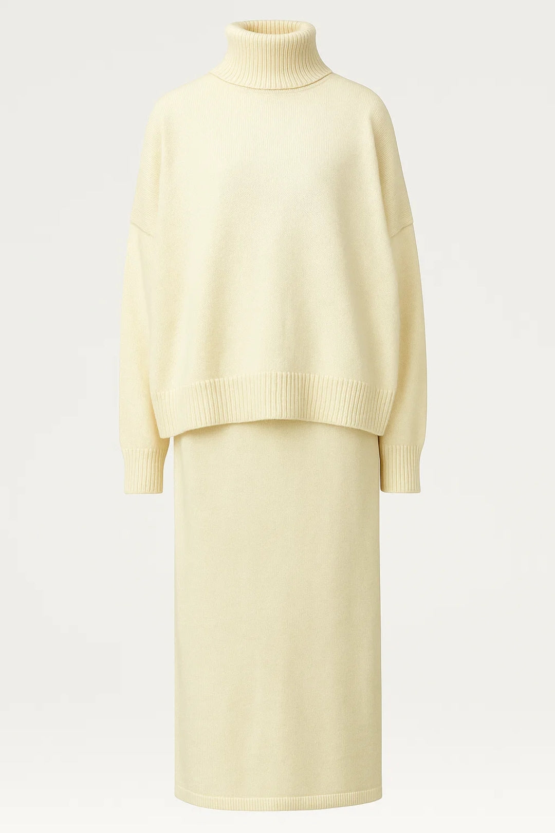 Dames Trui met Rok - Oversized Coltrui en Midi Rok Klassiek Stijl