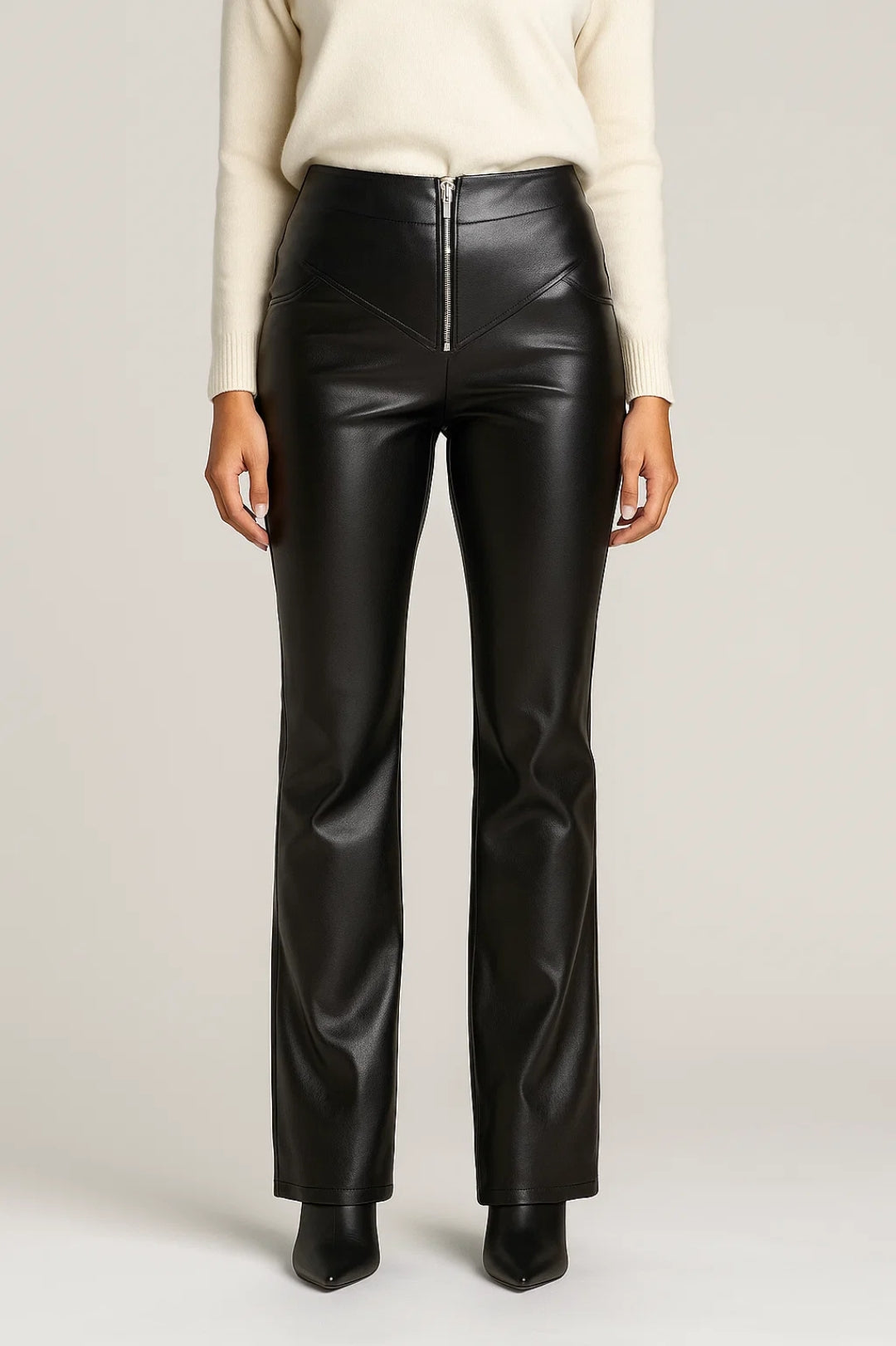 Dames Pantalon Hoge Taille Flared Rits Broek