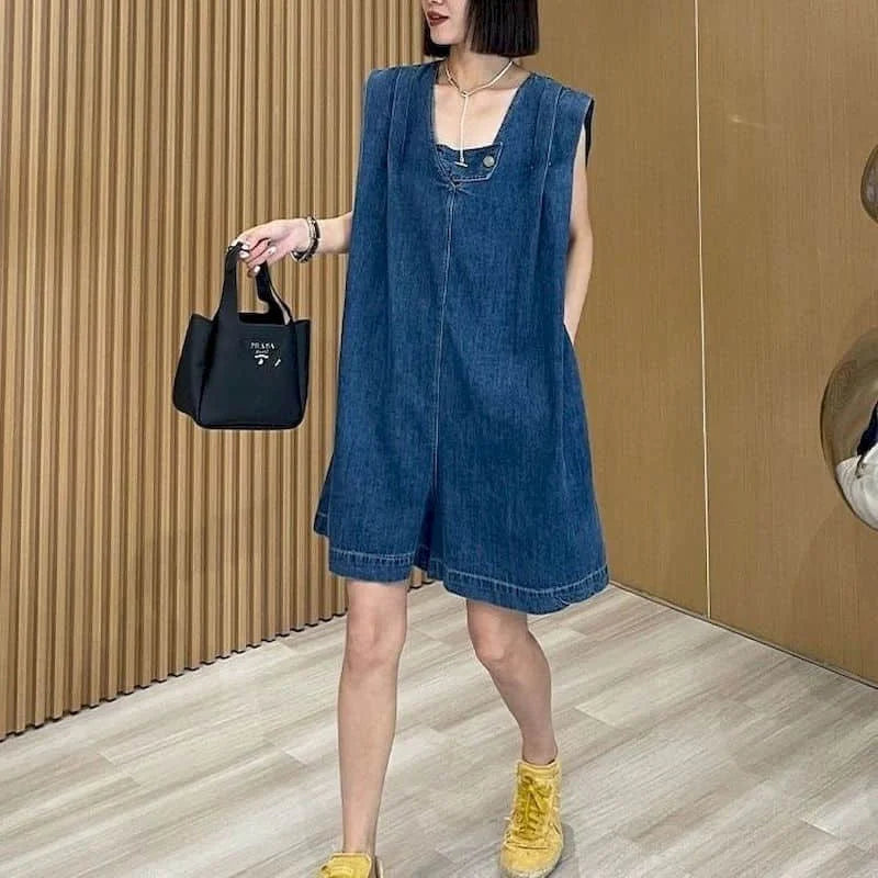 Jumpsuit Wijd Denim Model voor Vrouw