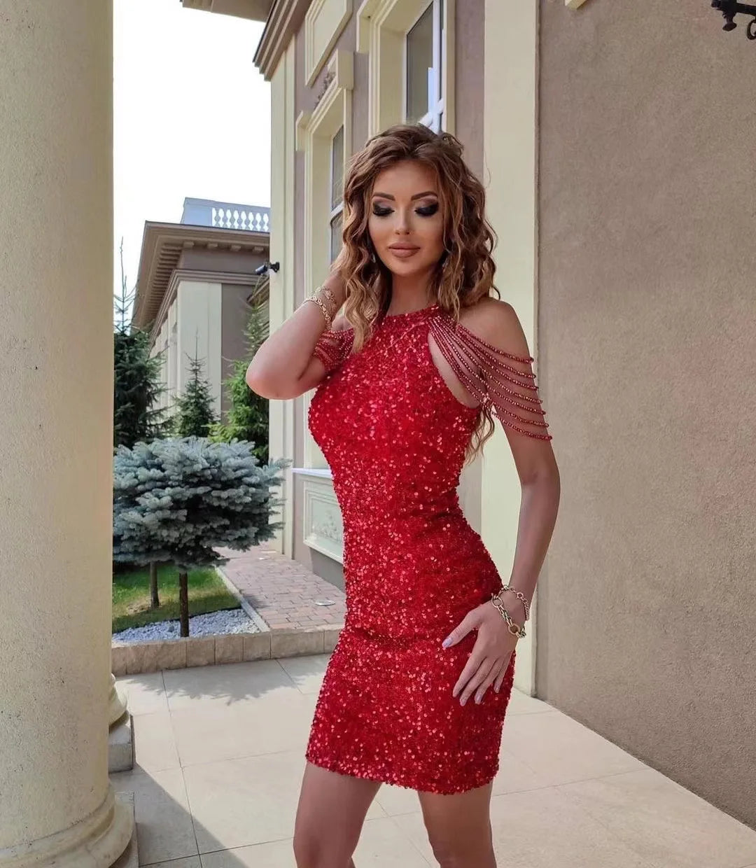 Diva Mouwloze Feestjurk | Pailletten, Verleidelijke Rok 13