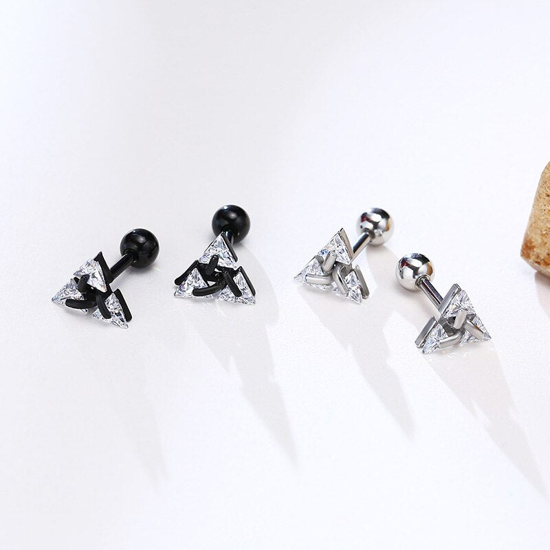 Minimalistische Driehoek Oorbellen Sterling Zilver Stud Geometrisch Design Unisex Oorstekers Moderne Sieraden