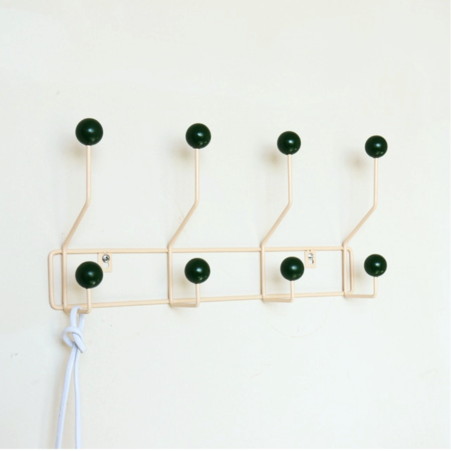 Kapstok Wandhaak Metaal Mid-Century Stijl 3 of 4 Haken Geel Groen Wit Hal