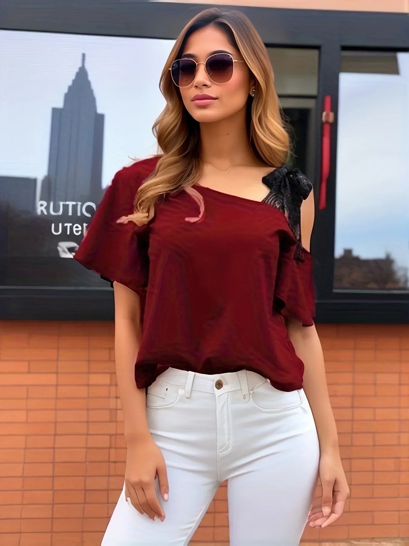 Vrouwelijke Cold Shoulder Bloes Zomerse Stijl