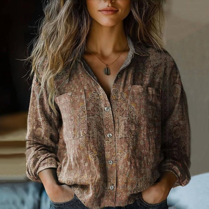 Dames Blouse Vintage Stijl Losse Pasvorm