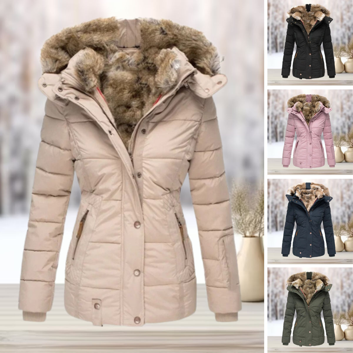 Eulalia Dames Winterjas | Waterafstotend, Elegante Gewatteerde Jas 6