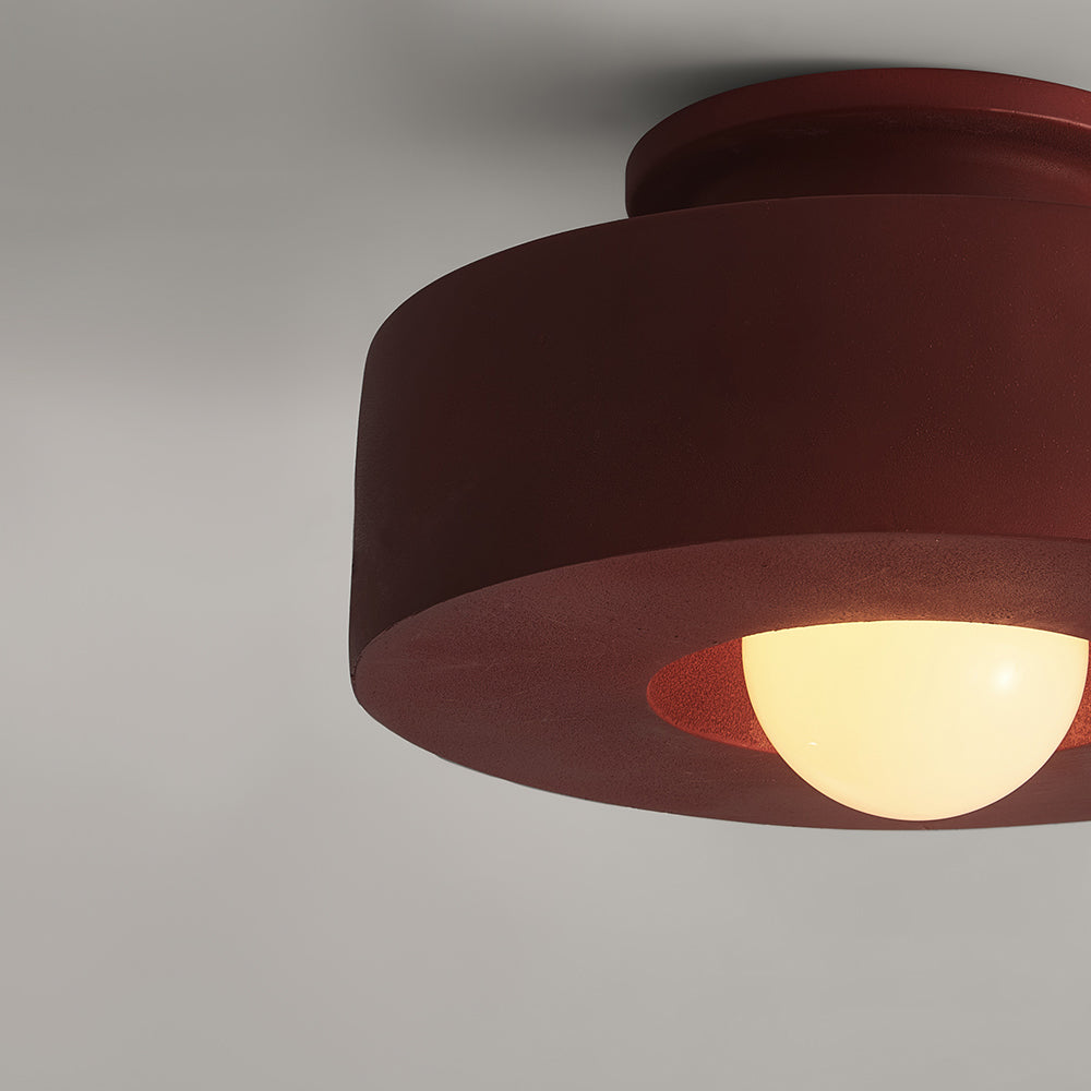 Plafondlamp Wabi-Sabi Cilinder Resin Nordic Dimbaar Zwart Groen Rood 30cm Woonkamer