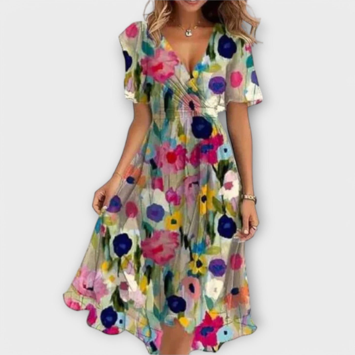 Farlon | Elegant Wikkel Dames Midi Jurk voor Bruiloft 3